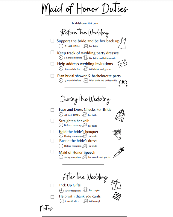 Maid Of Honor Wedding Day Checklist 2023 (FREE Template)