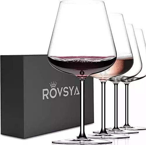 ROVSYA Red Wine Glasses Set of 4-28oz Large Wine Glasses Hand Blown Crystal-Clearer, Lighter for Wine Tasting, Gift Packaging for Anniversary
