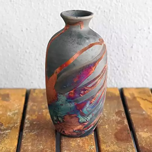 Koban Ceramic Raku Vase with Water Tube - Pottery Gifts - Anniversary Gift