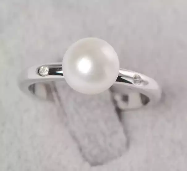 Beautiful White Pearl Ring in White Gold by LUO