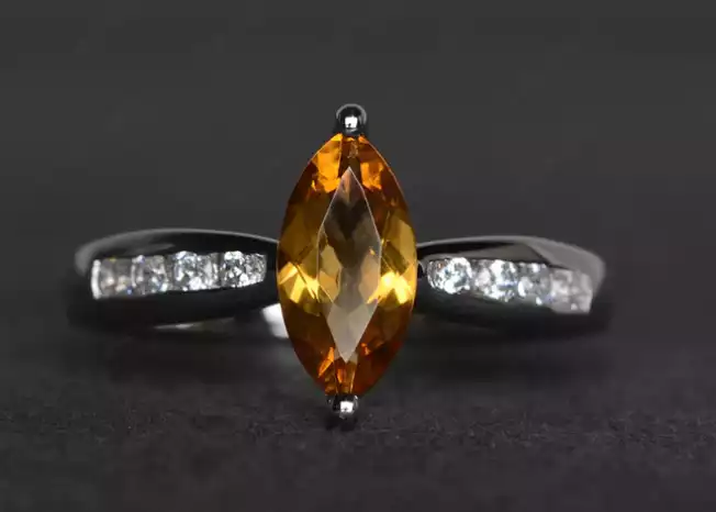 Marquise Citrine Ring in White Gold by LUO