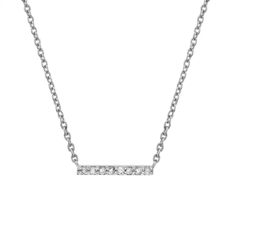 Pave Diamond Bar Necklace - White Gold - BILLIE SIMONE