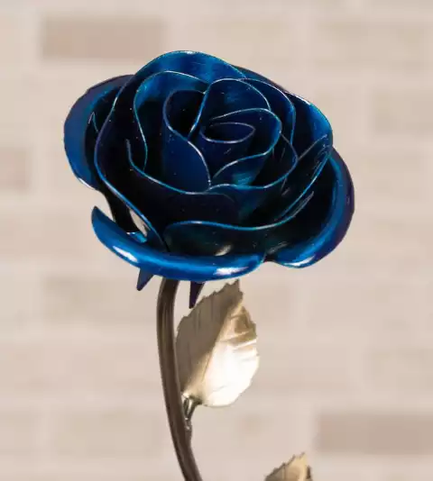 Personalized Gift Hand-forged Wrought Iron Blue Metal Rose - Etsy