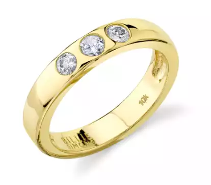 3 Diamond Cigar Band Ring in Yellow Gold, White Gold or Rose Gold - BILLIE SIMONE