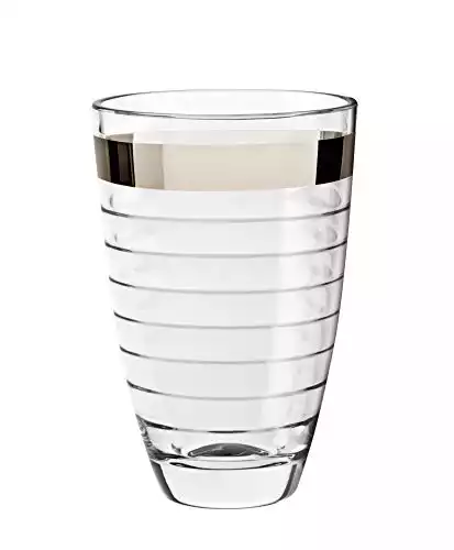 Barski European Glass Designed Vase with Platinum Band, 9.5"