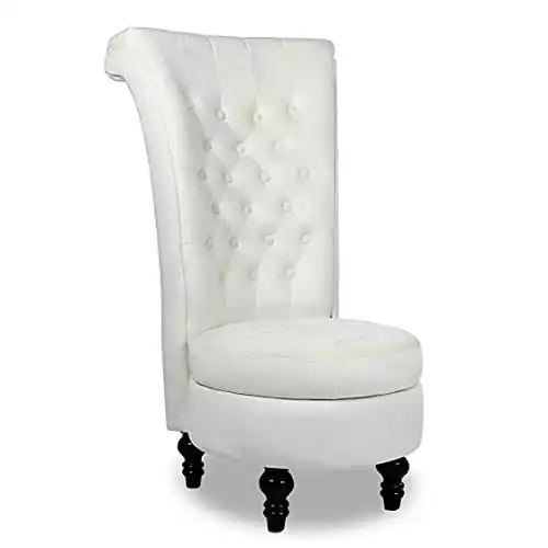 MU Dutch Velvet High Back Cream Chair, Living Room Furniture Royal Accent Seat, Throne Chairs