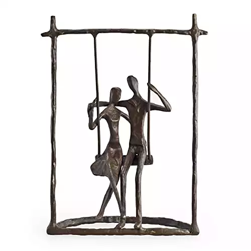 Danya B. Contemporary Metal Art Shelf Décor - Cast Bronze Sculpture - Couple on a Swing
