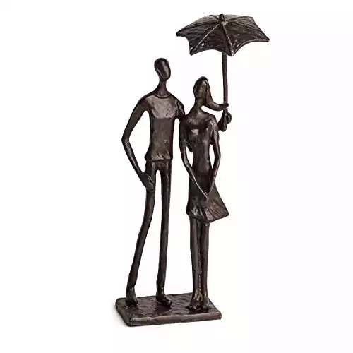 Danya B Loving Couple Under Umbrella Bronze Sculpture - Modern and Elegant Design – Metal Art