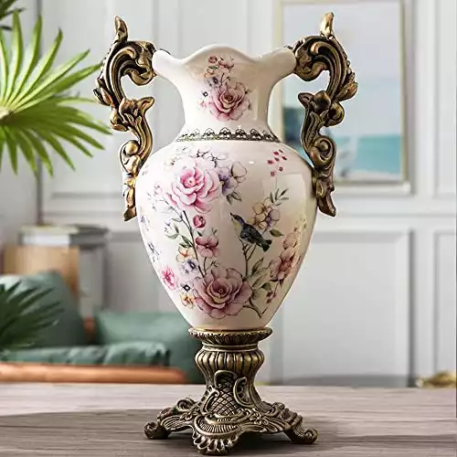 Magcolor Tall Floor Vase Ceramic Vases Modern Home Decor Flower Vase for Shelf Home Decor Tall Creative Flower Pink Vase Sophisticated Vessel