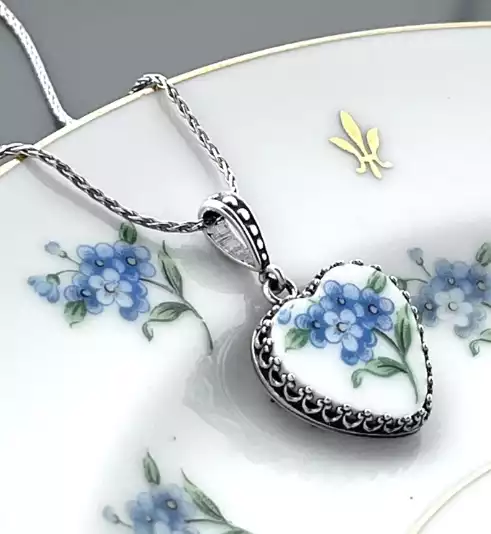 Anniversary China Gift for Wife Sterling Silver Forget Me Not