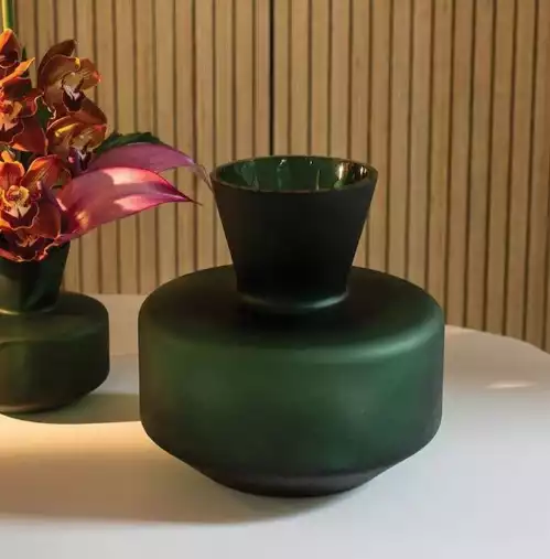 Beautiful Forest Green Sanford Glass Vase for Table