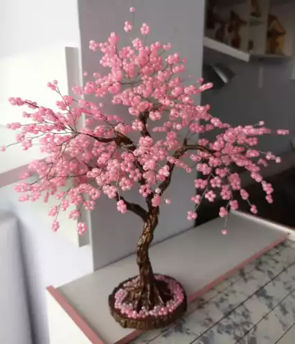 Blossom Japanese Cherry Tree Art Tree Sculpture Beaded Tree of Life