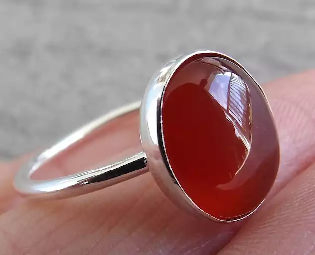 Carnelian Ring Gemstone Ring Large Carnelian Ring Red