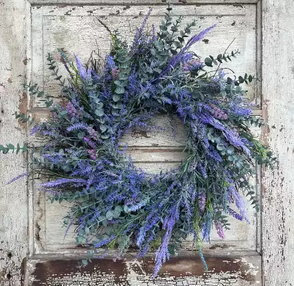 Faux Lavender Wreath for Front Door Eucalyptus Farmhouse