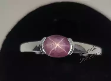 Genuine Star Ruby Ring Stackable Ring 925 Sterling Silver