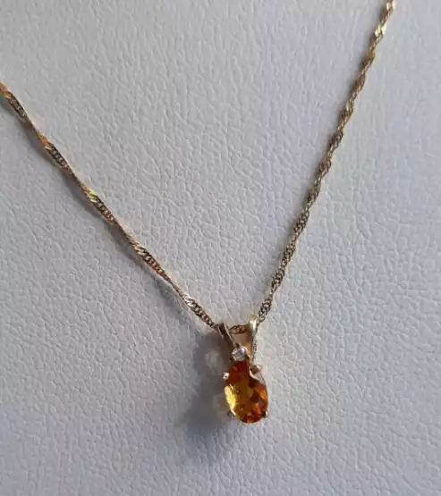 Gorgeous Imperial Topaz With Small Herkimer Diamond in 14K