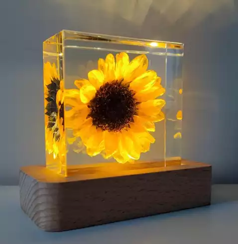 Handmade Real Yellow Sunflower Resin Paperweight