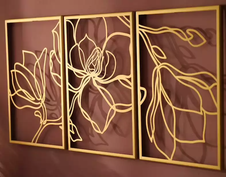 Large Gold Metal Wall Art Floral Home Decor
