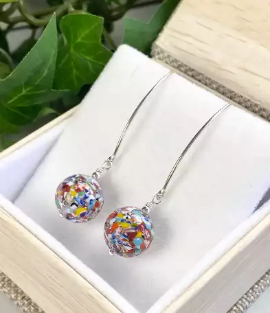 Murano Glass Earrings Venetian Glass Jewelry Multi Colored