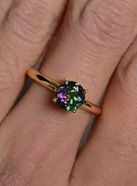 Mystic Topaz Solitaire Ring Sterling Silver by LUO
