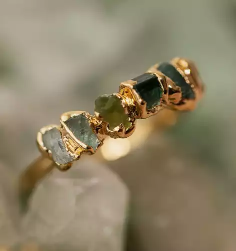 Ombre Ring Green Stacking Ring Unique Gemstone Ring
