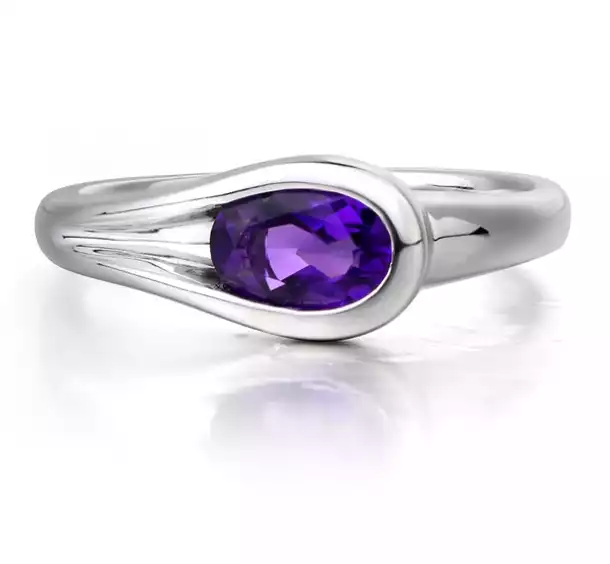 Oval Amethyst Solitaire Ring by LUO