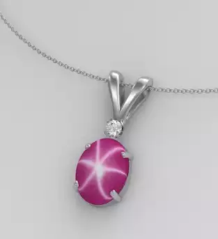 Star Ruby Necklace Sterling Silver / 925 Silver Star Ruby