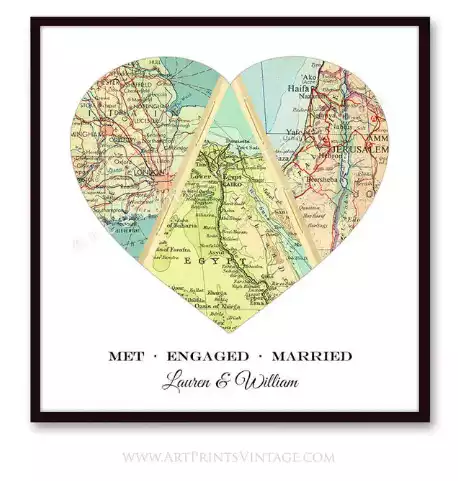 Unique Wedding Gift for Couple Engagement Personalized Map
